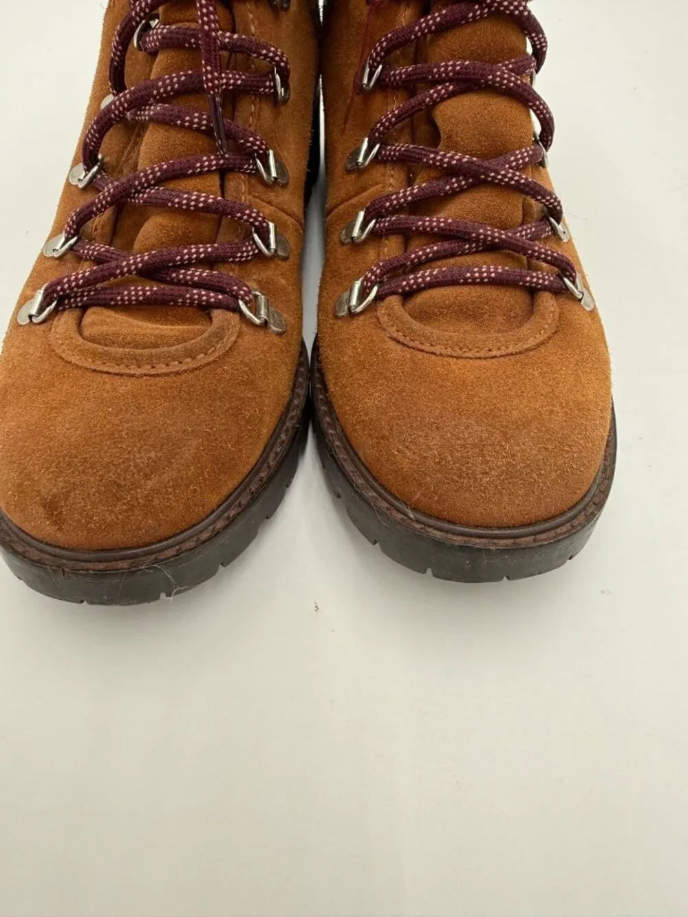Sam Edelman Suede Lace Up Shearling Lined Hiking Boots Brown Womens 9 Circus